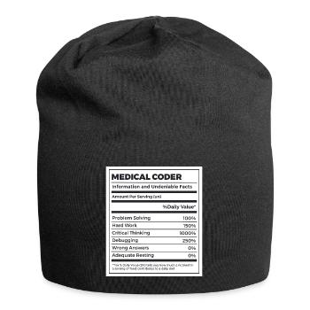 Funny Medical Coder Nutrition Facts - Jersey Beanie - black - Front