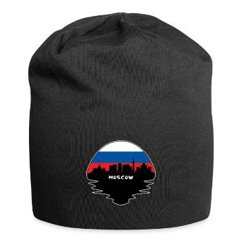 Moskau Russland Flagge Skyline Silhouette Reisen - Jersey-Beanie - Schwarz - Vorne