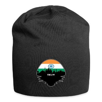 Delhi Inde Flag Skyline Silhouette Voyage - Bonnet en jersey - noir - Devant