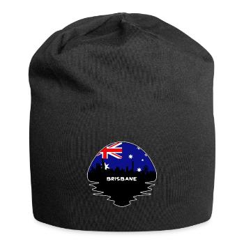 Brisbane Australia Flag Skyline Silhouette Travel - Jersey Beanie - black - Front