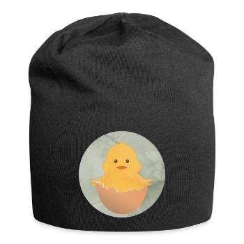 poussin nouvellement éclos dans la coquille d’œuf - Bonnet en jersey - noir - Devant