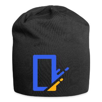 Geometrische Blau Orange Kaskade - Jersey-Beanie - Schwarz - Vorne
