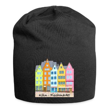 Cologne, marché aux poissons, Stapelhäuschen, Allemagne - Bonnet en jersey - noir - Devant
