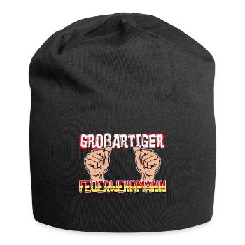 Feuerwehrmann Lebensretter Feuerwehr Statement - Jersey-Beanie - Schwarz - Vorne