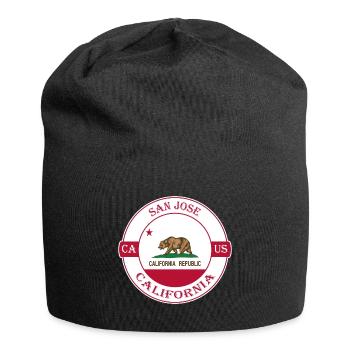 San Jose Kalifornien Flagge USA Reise Souvenir Abzeichen - Jersey-Beanie - Schwarz - Vorne