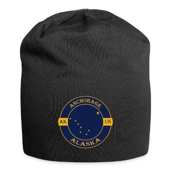 Anchorage Alaska Flagge USA Reise Souvenir Abzeichen - Jersey-Beanie - Schwarz - Vorne