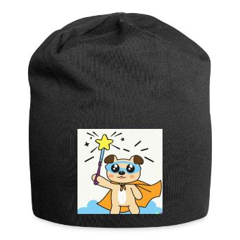 Cute super dog with magic wand for big and small - Jersey Beanie - black - Front