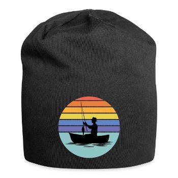 pêche, pêcheur, canne à pêche - Bonnet en jersey - noir - Devant