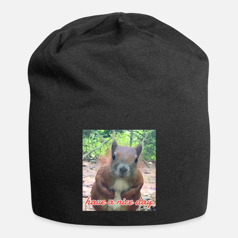 Eichhörnchen - Jersey-Beanie - Schwarz