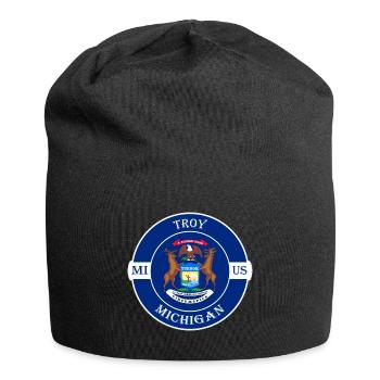 Troy Michigan Flag USA Travel Souvenir Badge - Jersey Beanie - black - Front