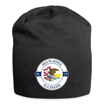 Des Plaines Illinois Flag USA Souvenir Badge - Jersey Beanie - black - Front
