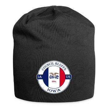Council Bluffs Iowa Flagge USA Reise Souvenir Abzeichen - Jersey-Beanie - Schwarz - Vorne