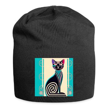 Néon Spirale Chat Art déco - Bonnet en jersey - noir - Devant