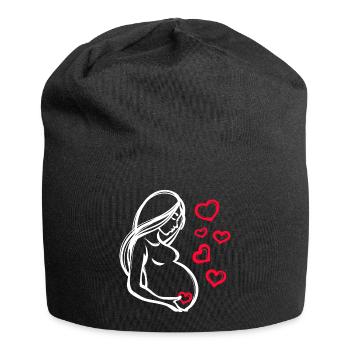 Babyglück Babybauch Schwanger Herz Schwangerschaft - Jersey-Beanie - Schwarz - Vorne