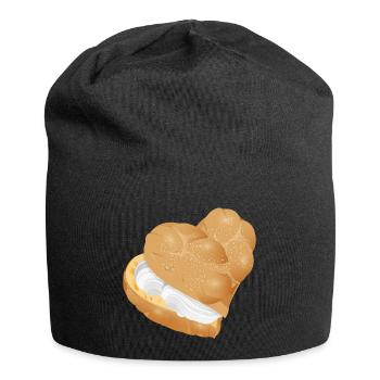 Cream filled cream puff heart - Jersey Beanie - black - Front