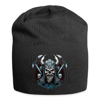 Wikinger-Skelett - Nordmänner-Krieger - Jersey-Beanie - Schwarz - Vorne