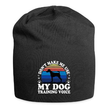Foxterrier Glatte Hundesilhouette Retro Sonnenuntergang - Jersey-Beanie - Schwarz - Vorne
