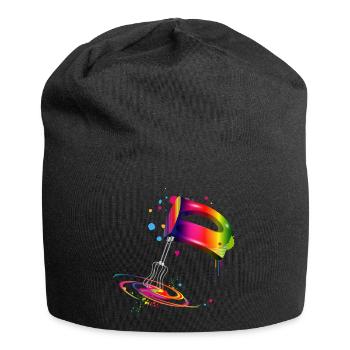 Hand mixer in bright rainbow colours - Jersey Beanie - black - Front