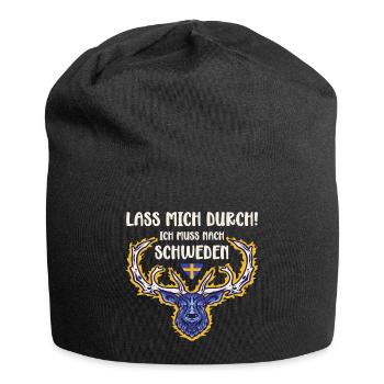 LASS MICH DURCH ICH MUSS NACH SCHWEDEN Urlaub - Jersey-Beanie - Schwarz - Vorne