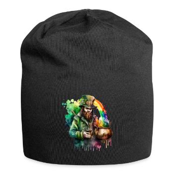 Aquarelles de lutin avec chapeau et pot arc-en-ciel - Bonnet en jersey - noir - Devant