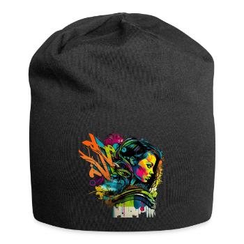 Urban Art im Graffiti-Stil - Jersey-Beanie - Schwarz - Vorne