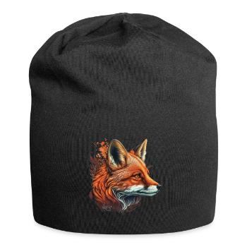 red big fox head vintage - Jersey Beanie - black - Front