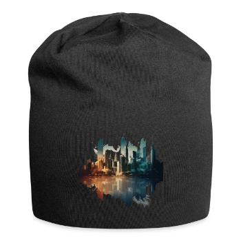 city in an artistic - Bonnet en jersey - noir - Devant