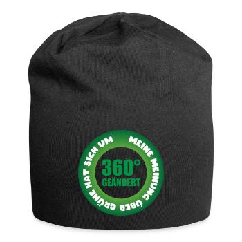 Meine Meinung über Grüne hat sich um 360 Grad geän - Jersey-Beanie - Schwarz - Vorne