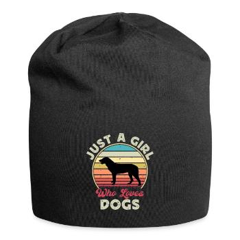 Cao De Castro Laboreiro Dog Silhouette Retro Sun - Jersey Beanie - black - Front