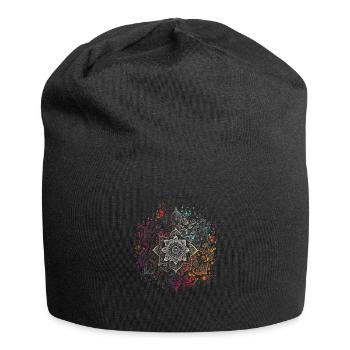 Buntes Airbrush Tinte Boho Mandala - Jersey-Beanie - Schwarz - Vorne