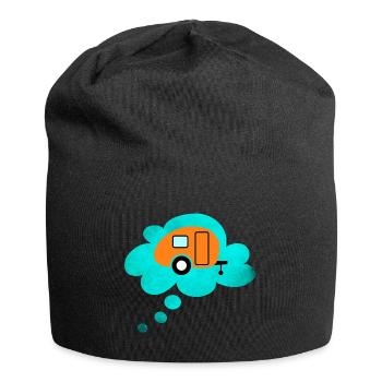 Caravan Wolke Denkblase Camping Retro Wohnwagen - Jersey-Beanie - Schwarz - Vorne