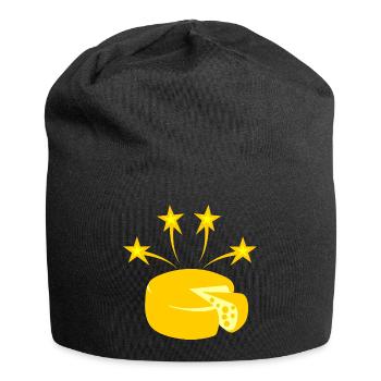 Cheese golden yellow stars - Jersey Beanie - black - Front