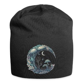 Halbmond Ästhetischer Pilz Cottagecore - Jersey-Beanie - Schwarz - Vorne