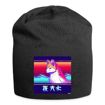 Moderne Kitsun Japanische Kami Fox Kitsune - Jersey-Beanie - Schwarz - Vorne