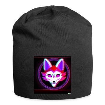 Kitsun Vaporwave Japanische Kami Vaporwave Kitsune - Jersey-Beanie - Schwarz - Vorne