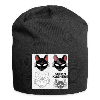 Kitsun Vaporwave Japanische Kami Vaporwave Kitsune - Jersey-Beanie - Schwarz - Vorne