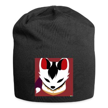 Kitsun Vaporwave Japanische Kami Vaporwave Kitsune - Jersey-Beanie - Schwarz - Vorne