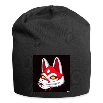 Kitsun Vaporwave Japanese Kami Vaporwave Kitsune - Jersey Beanie - black - Front