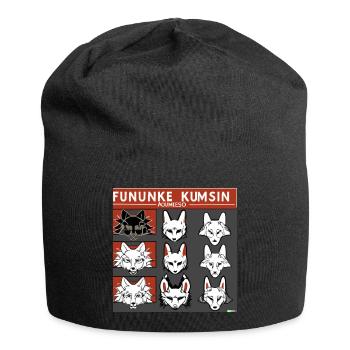 Kitsun Vaporwave Japanische Kami Vaporwave Kitsune - Jersey-Beanie - Schwarz - Vorne