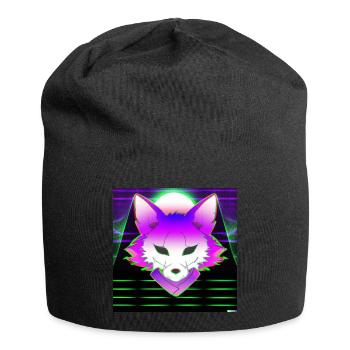 Kitsun Vaporwave Japanische Kami Vaporwave Kitsune - Jersey-Beanie - Schwarz - Vorne