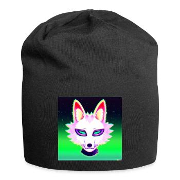 Kitsun Vaporwave Japanische Kami Vaporwave Kitsune - Jersey-Beanie - Schwarz - Vorne