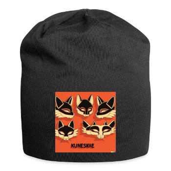 Kitsun Vaporwave Japanische Kami Vaporwave Kitsune - Jersey-Beanie - Schwarz - Vorne