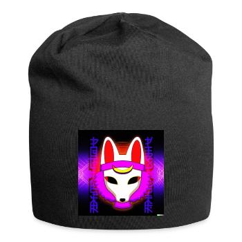Kitsun Vaporwave Japanische Kami Vaporwave Kitsune - Jersey-Beanie - Schwarz - Vorne