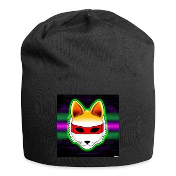 Kitsun Vaporwave Japanese Kami Vaporwave Kitsune - Jersey Beanie - black - Front