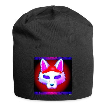 Kitsun Vaporwave Japanese Kami Vaporwave Kitsune - Jersey Beanie - black - Front
