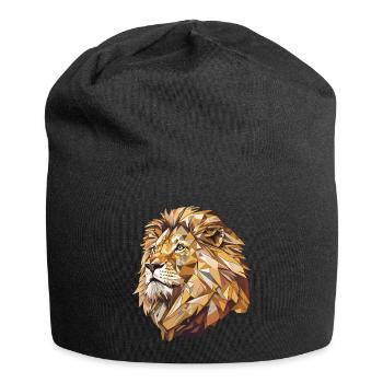 Stylized Lion, Geometric - Jersey Beanie - black - Front