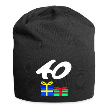 gratulieren, 40 Geschenke bunt - Jersey-Beanie - Schwarz - Vorne