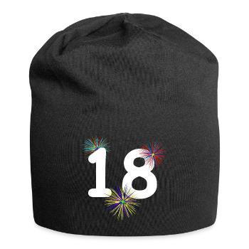 unisex, 18 feuerwerk bunt - Jersey-Beanie - Schwarz - Vorne