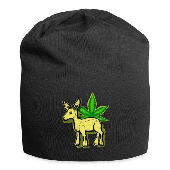 Biche Cannabis-Cartoon Cannabiche 05 ohne Tippfehler - Jersey-Beanie - Schwarz - Vorne