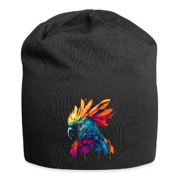 Cacatoès psychédélique dans un look street art coloré - Bonnet en jersey - noir - Devant